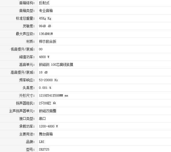一比一SRX725专业音箱可播放极高声压的音乐