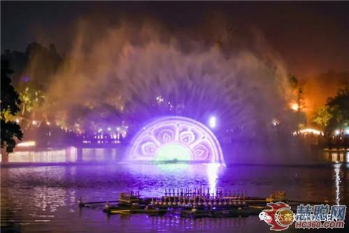 集成了七大模块，这波操作服了！江门玉湖3D喷泉投影灯光秀