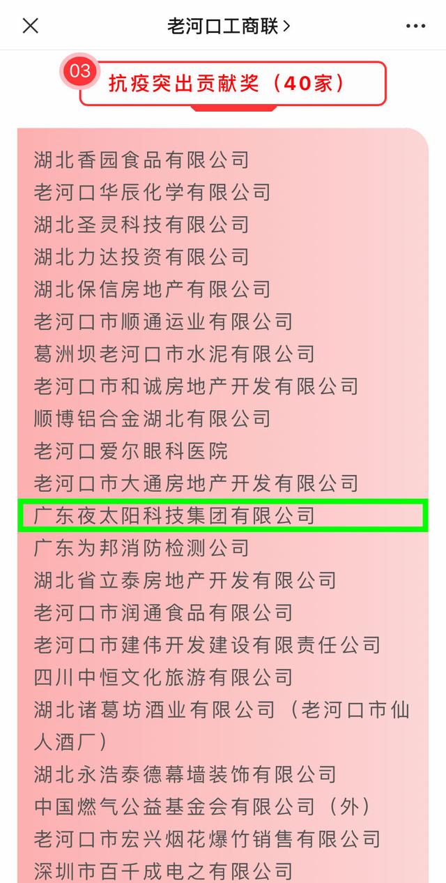 光荣榜！夜太阳集团公司作为非公企业被表扬！​