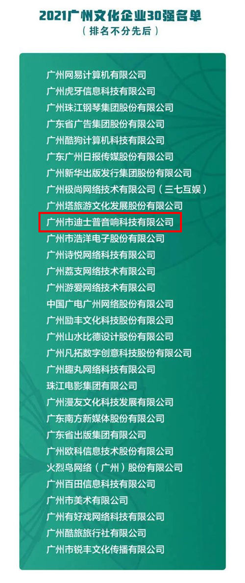 荣誉时刻！迪士普企业荣获“2021广州文化企业30强”称号
