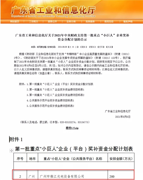 “专精特新”中小企业丨解读专精特新企业雅江光电的“含金量”